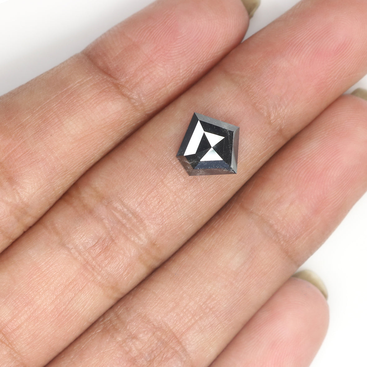 2.28 Ct Natural Loose Pentagon Shape Diamond Black Color Pentagon Diamond 8.75 MM Natural Loose Diamond Black Pentagon Cut Diamond QL870