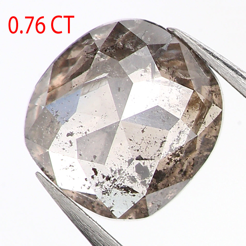 0.76 CT Natural Loose Cushion Shape Diamond Salt And Pepper Cushion Shape Diamond 5.65 MM Black Grey Color Cushion Rose Cut Diamond QL533