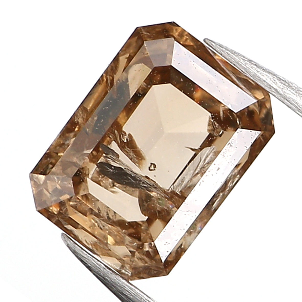 0.87 Ct Natural Loose Emerald Shape Diamond Brown Color Emerald Diamond 6.05 MM Natural Loose Brown Diamond Emerald Rose Cut Diamond QL060