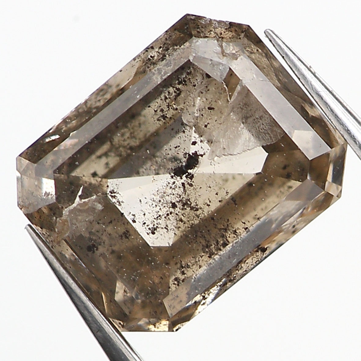 0.86 CT Natural Loose Emerald Shape Diamond Salt And Pepper Emerald Shape Diamond 6.10 MM Black Grey Color Emerald Rose Cut Diamond QL9563