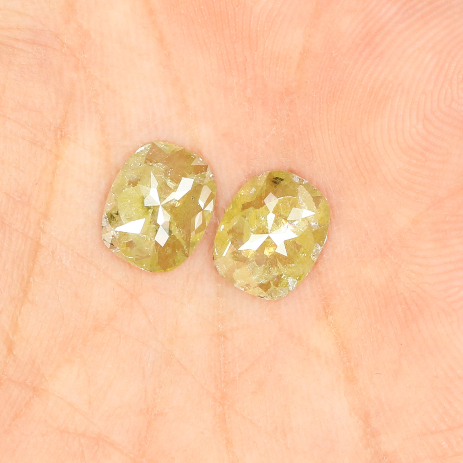 2.75 CT Natural Loose Oval Cut Pair Diamond Yellow Color Oval Shape Diamond 8.90 MM Natural Loose Yellow Color Oval Rose Cut Diamond QL5016