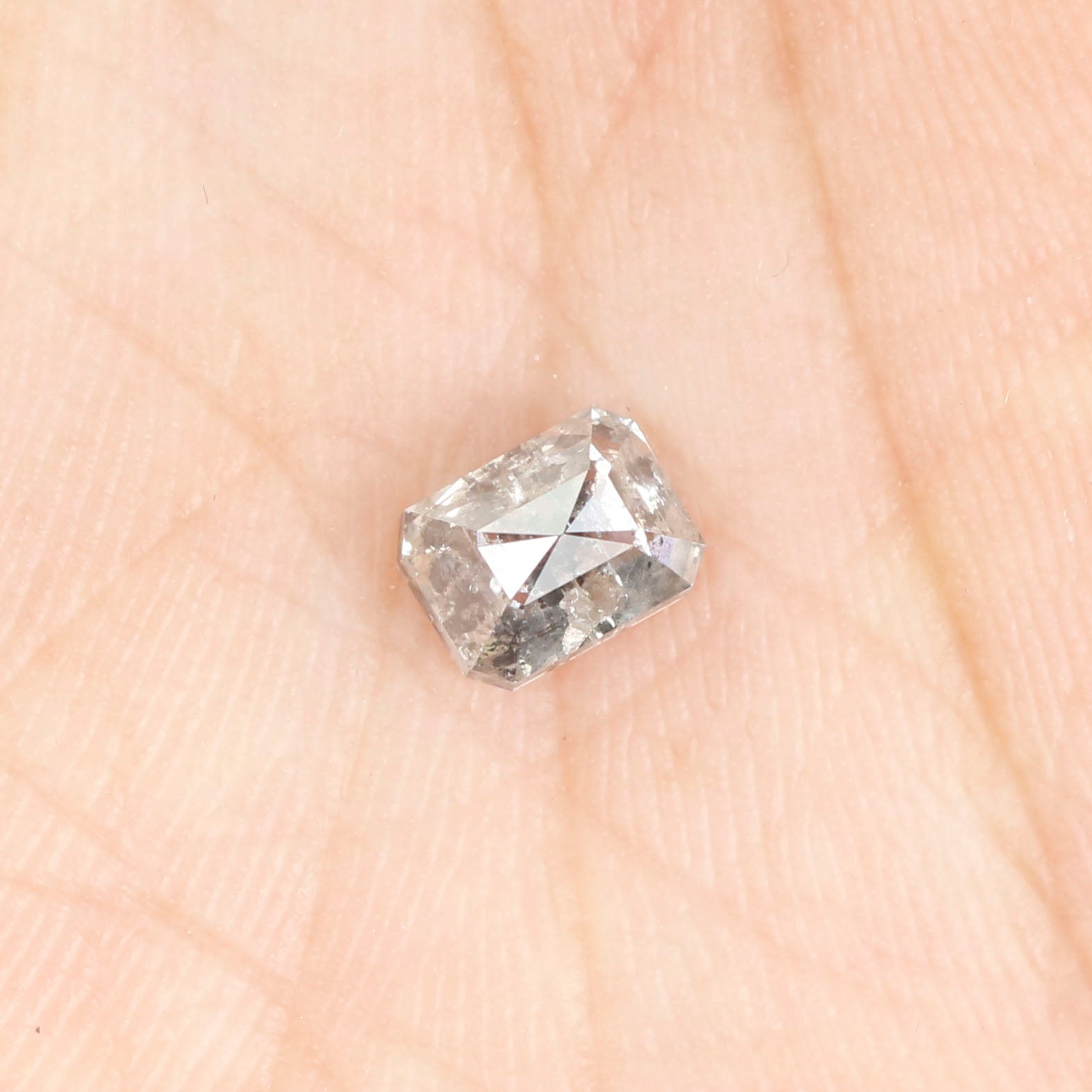 0.94 CT Natural Loose Emerald Shape Diamond Salt And Pepper Emerald Cut Diamond 5.90 MM Natural Black Grey Emerald Rose Cut Diamond QL9559