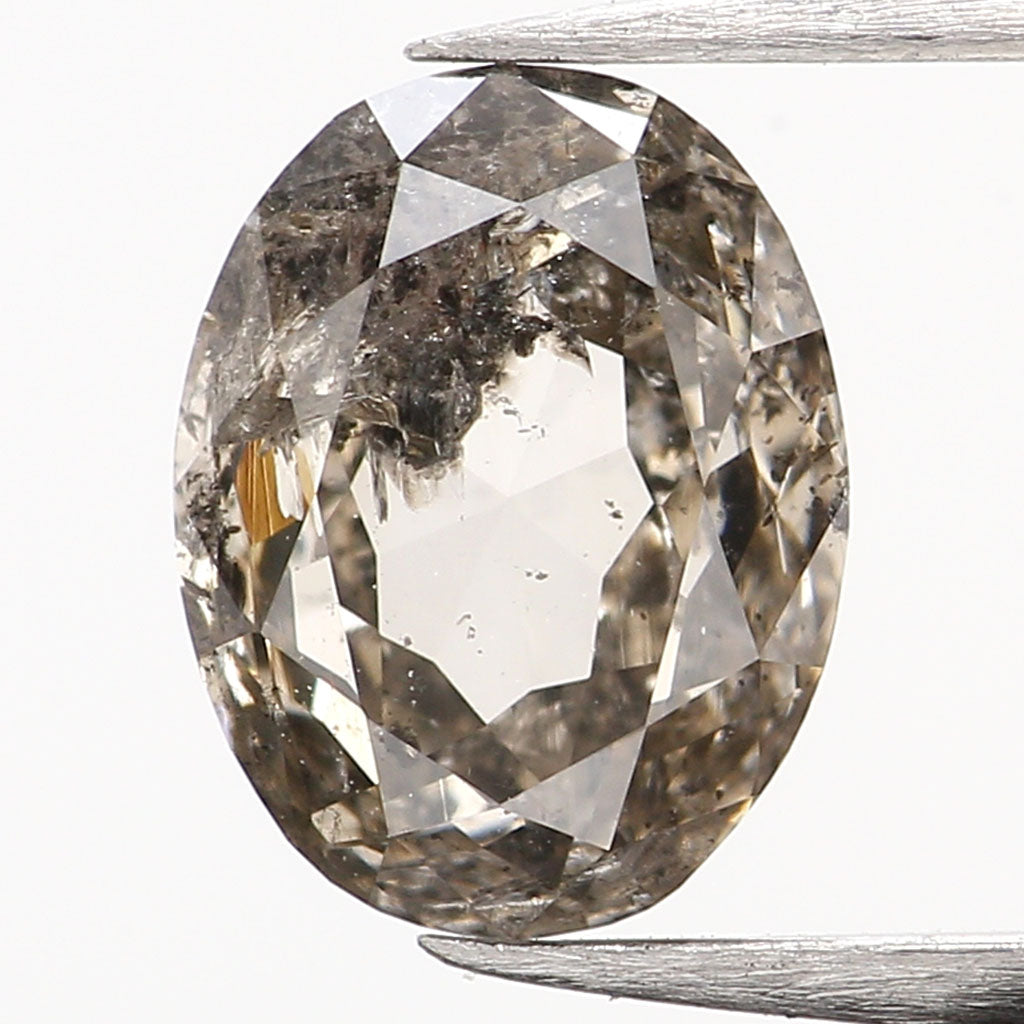 0.71 CT Natural Loose Oval Shape Diamond Salt And Pepper Oval Diamond 6.30 MM Natural Loose Black Grey Diamond Oval Rose Cut Diamond QL339