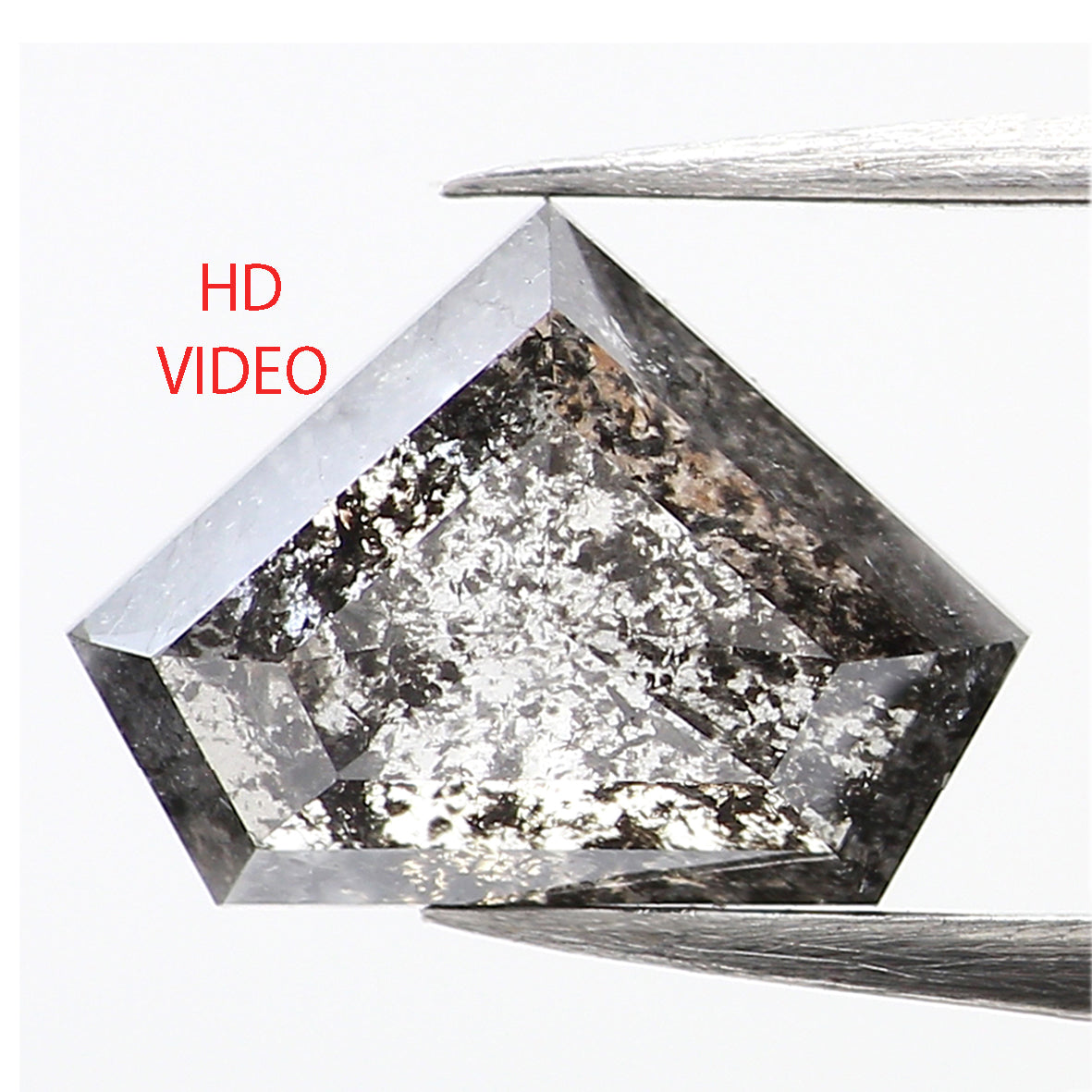 1.31 Ct Natural Loose Shield Shape Diamond Salt And Pepper Shield Cut Diamond 6.50 MM Black Gray Color Shield Shape Rose Cut Diamond QL254