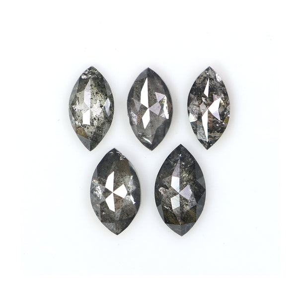 Natural Loose Marquise Salt And Pepper Diamond Black Grey Color 1.03 CT 5.82 MM Marquise Shape Rose Cut Diamond KDL2665