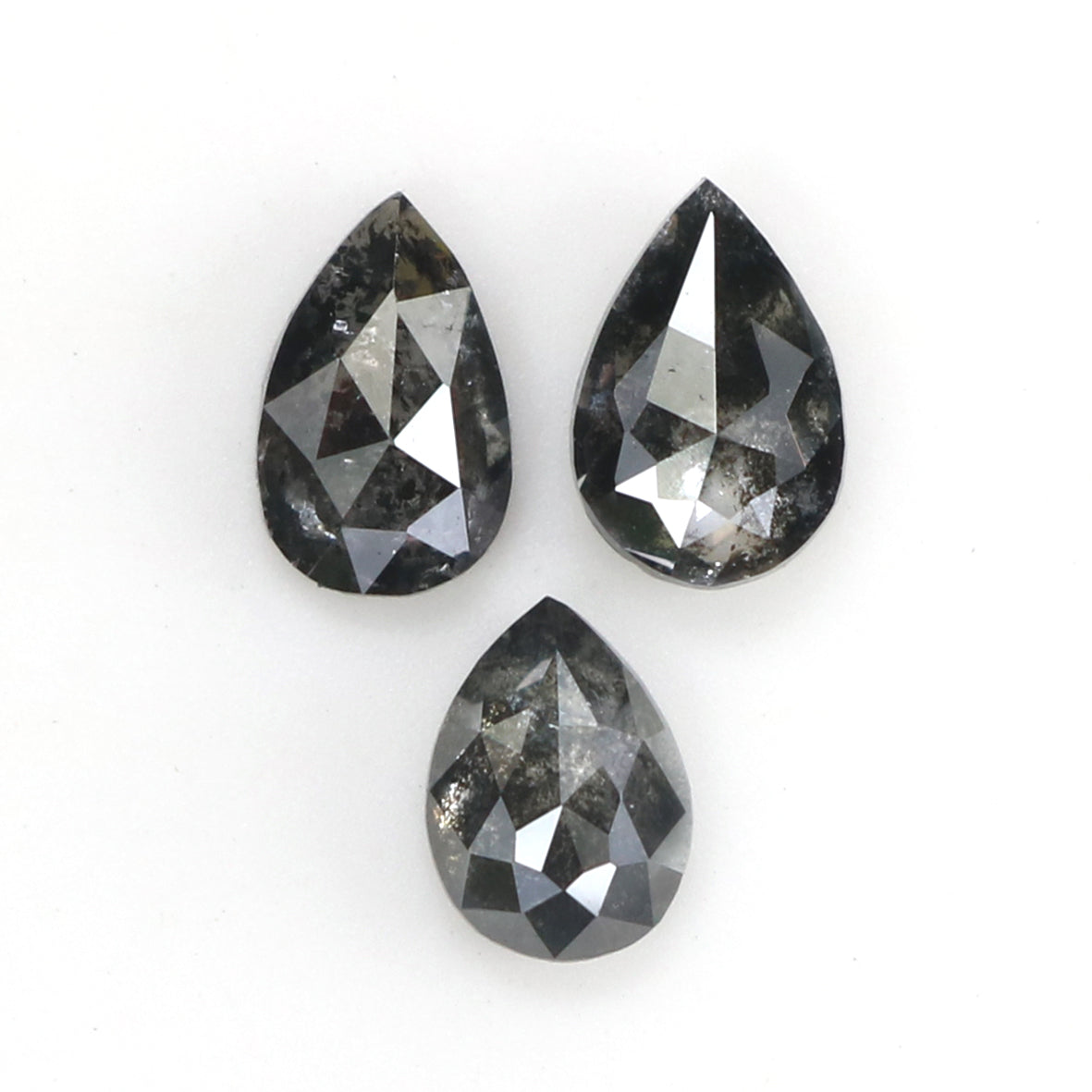 Natural Loose Pear Salt And Pepper Diamond Black Grey Color 0.76 CT 4.65 MM Pear Shape Rose Cut Diamond KDL1980