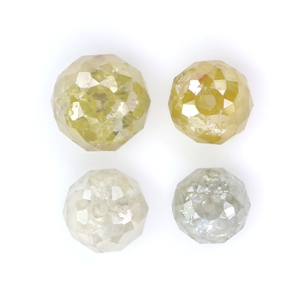 Natural Loose Round Bead Yellow Gray Color Diamond 2.31 CT 3.60 MM Bead Shape Rose Cut Diamond L1807