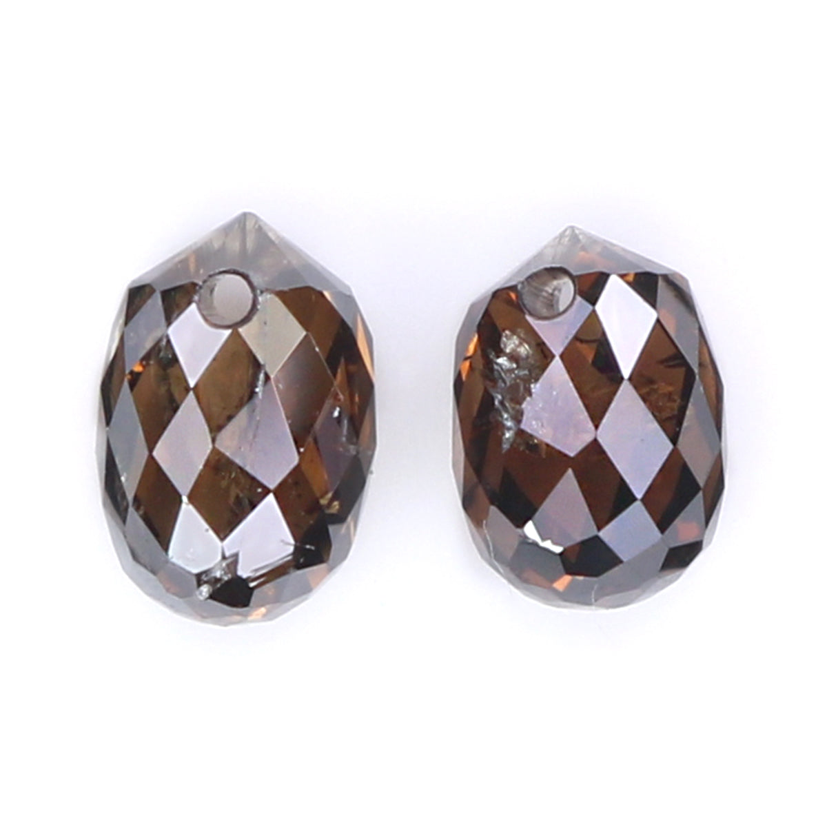 Natural Loose briolette Brown Color Diamond 0.89 CT 4.55 MM Drop Shape Rose Cut Diamond KDL9910
