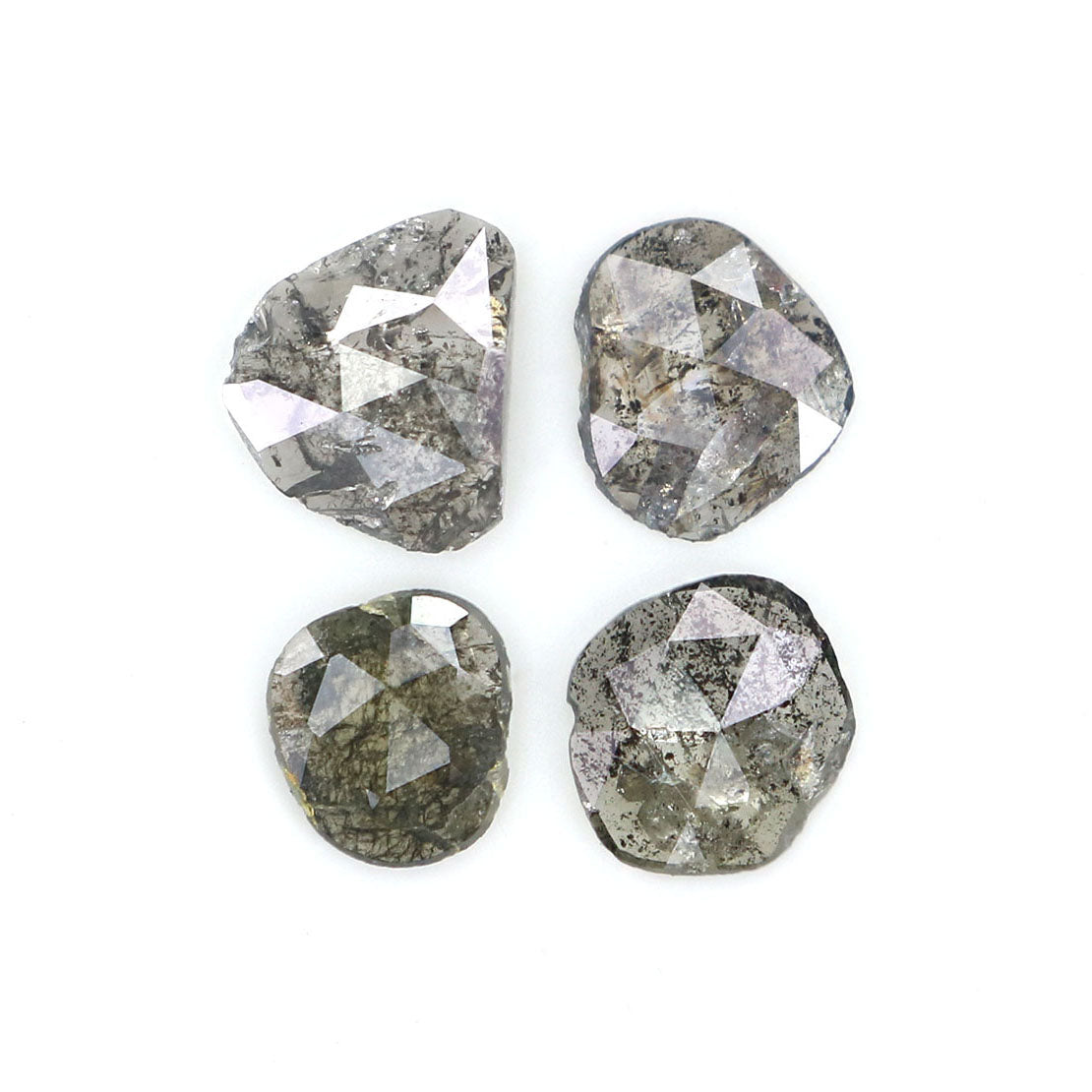 Natural Loose Slice Salt And Pepper Diamond Black Grey Color 1.02 CT 4.81 MM Slice Shape Rose Cut Diamond L2513