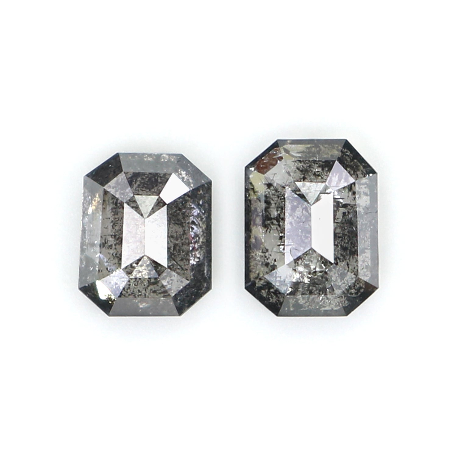 0.65 CT Natural Loose Emerald Pair Diamond Black Grey Color Emerald Cut Diamond 4.45 MM Salt And Pepper Diamond Emerald Pair Diamond QL2544