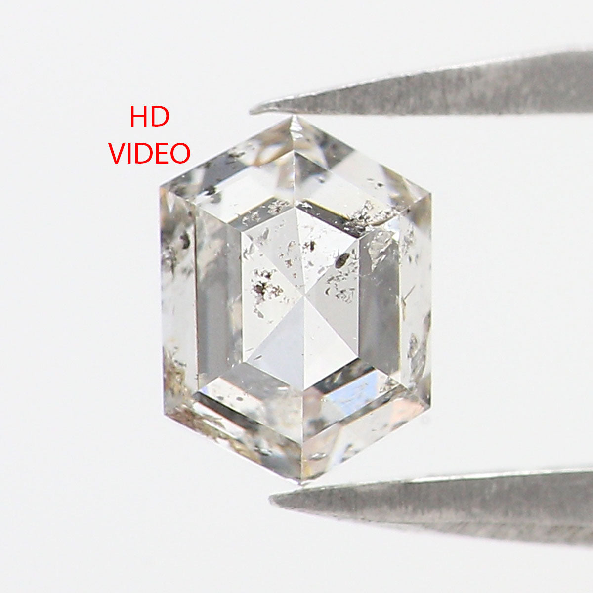 0.84 CT Natural Loose Hexagon Shape Diamond Salt And Pepper Hexagon Diamond 6.20 MM Natural White -G Color Hexagon Rose Cut Diamond QL2687
