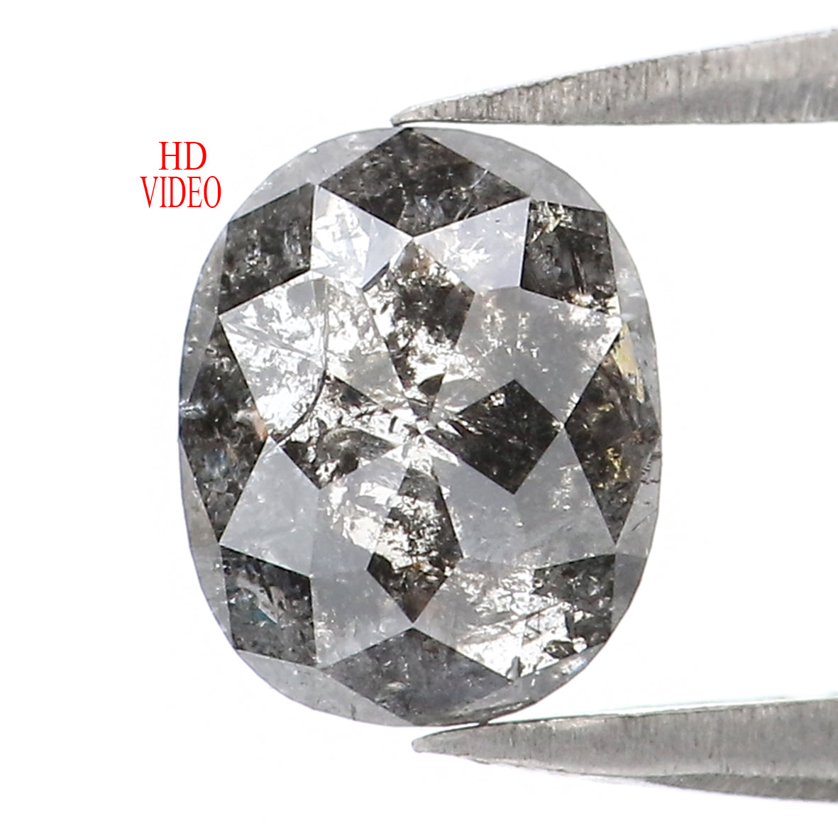 1.04 Ct Natural Loose Oval Shape Diamond Salt And Pepper Oval Diamond 6.85 MM Natural Diamond Black Grey Color Oval Rose Cut Diamond LQ2015