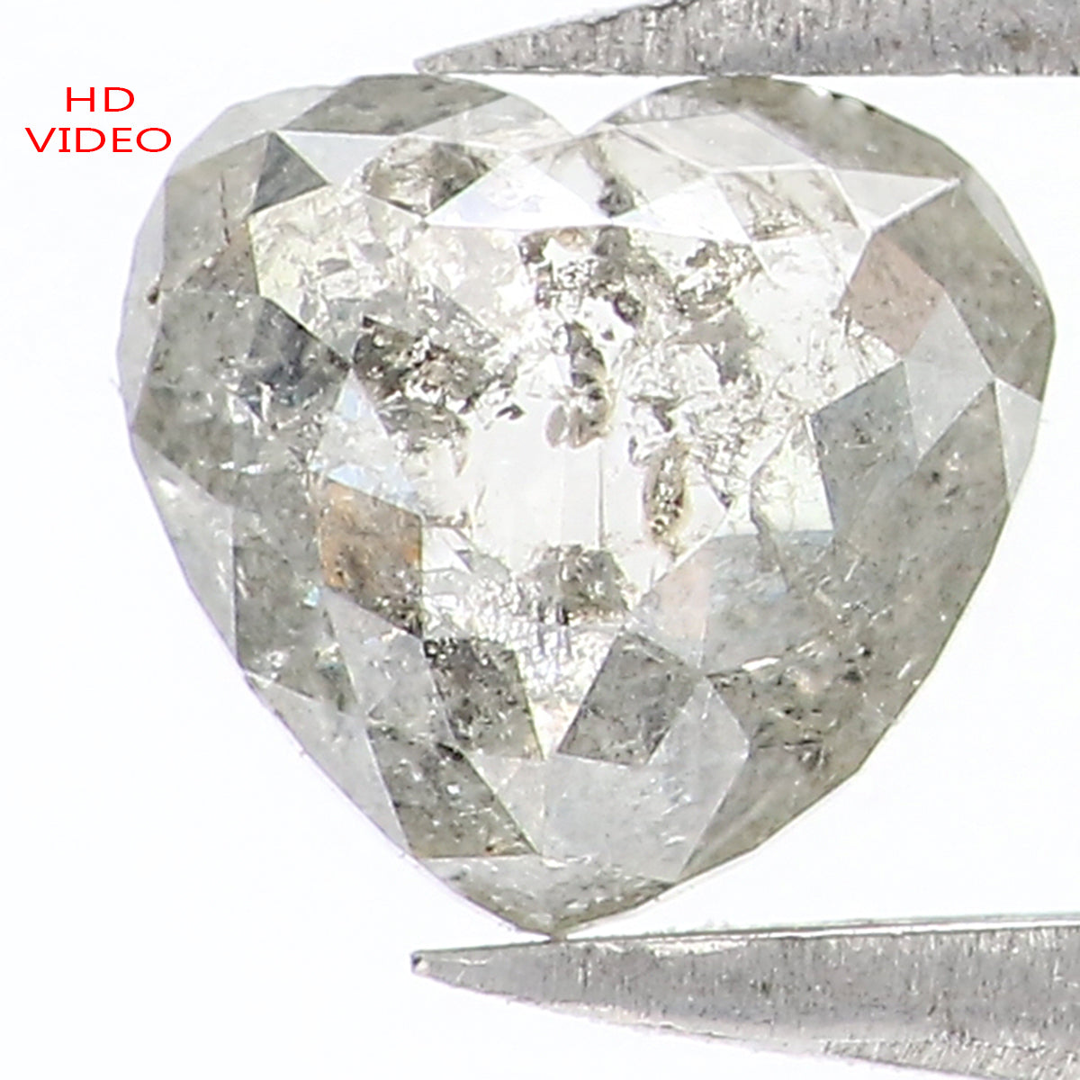 0.69 Ct Natural Loose Heart Shape Diamond Salt And Pepper Diamond 5.60 MM Natural Diamond Black Grey Color Heart Rose Cut Diamond QL1624