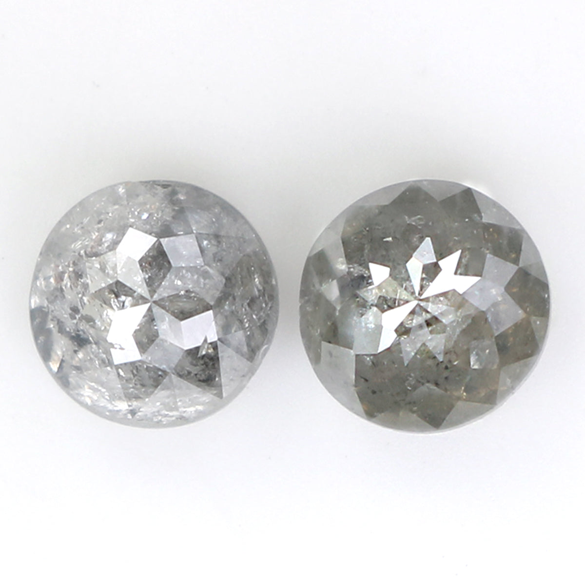 0.98 CT Natural Loose Round Rose Cut Pair Diamond Salt And Pepper Round Shape Diamond 4.55 MM Natural Black Grey Color Round Diamond QK2442