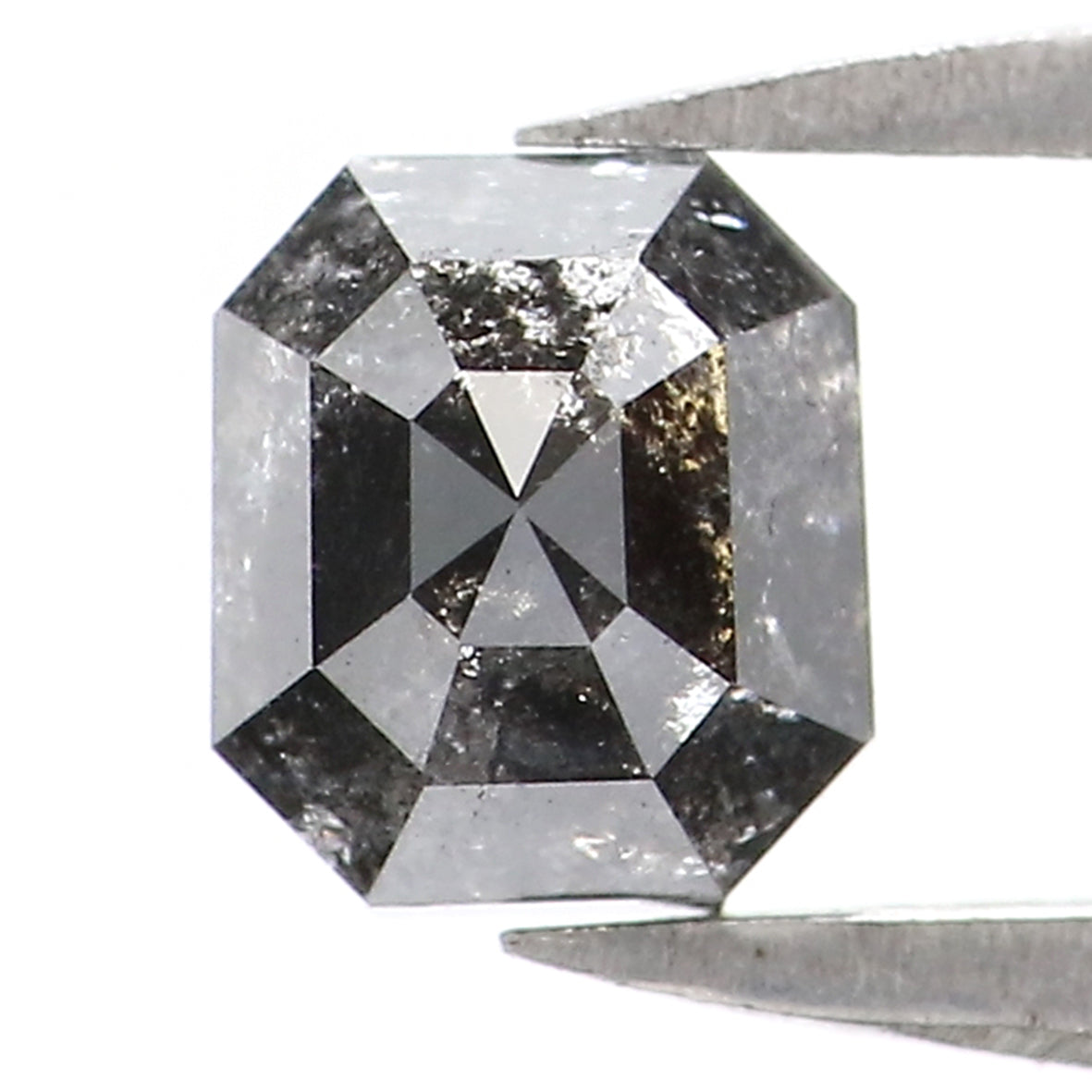 0.80 CT Natural Loose Emerald Shape Diamond Salt And Pepper Emerald Diamond 5.10 MM Black Grey Color Emerald Shape Rose Cut Diamond QK1796
