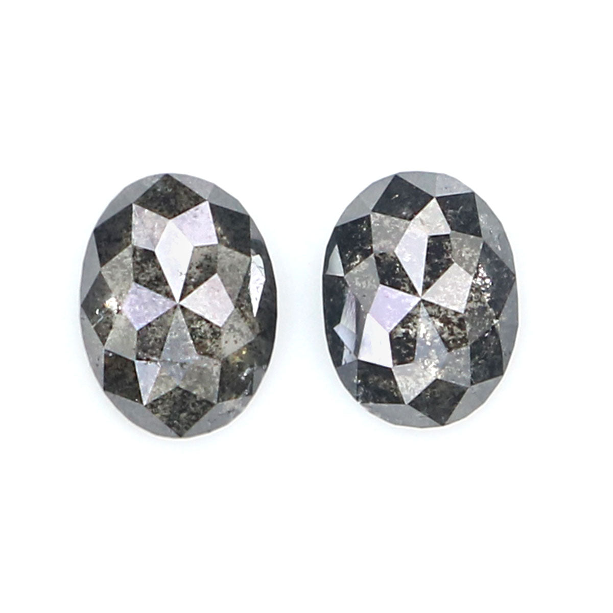 0.54 CT Natural Loose Oval Cut Pair Diamond Salt And Pepper Oval Shape Diamond 4.80 MM Natural Loose Black Grey Oval Rose Cut Diamond LQ2448