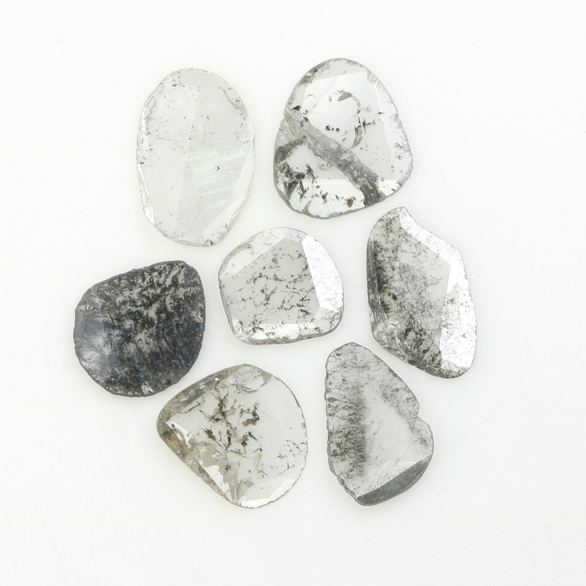 0.80 Ct Natural Loose Slice Shape Diamond Salt And Pepper Slice Cut Diamond 4.45 MM Natural Black Grey Color Irregular Cut Diamond LQ1440