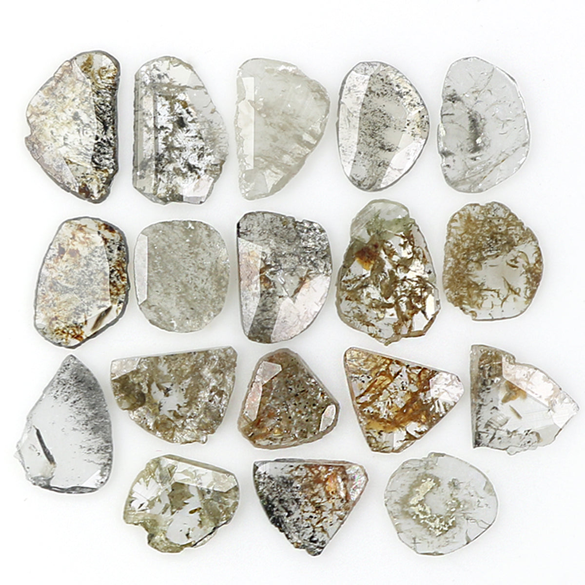 2.32 Ct Natural Loose Slice Shape Diamond Salt And Pepper Slice Cut Diamond 3.95 MM Natural Black Grey Diamond Irregular Cut Diamond KQ2450