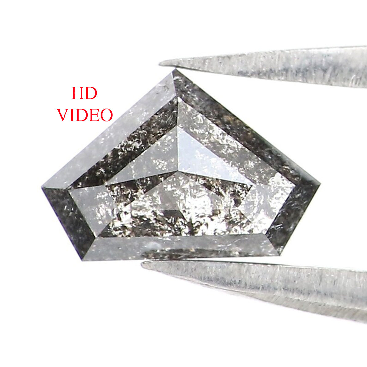 0.59 Ct Natural Loose Shield Shape Diamond Salt And Pepper Shield Cut Diamond 4.70 MM Black Gray Color Shield Shape Rose Cut Diamond LQ2482