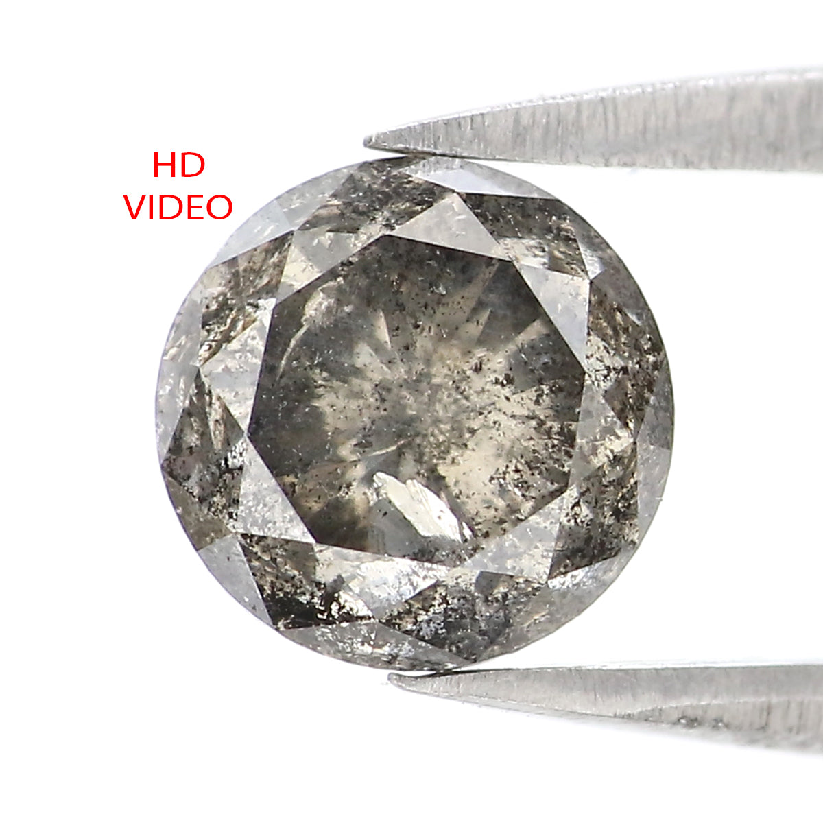 1.51 CT Natural Loose Round Shape Diamond Black Grey Color Round Cut Diamond 6.60 MM Salt And Pepper Round Brilliant Cut Diamond QL8399