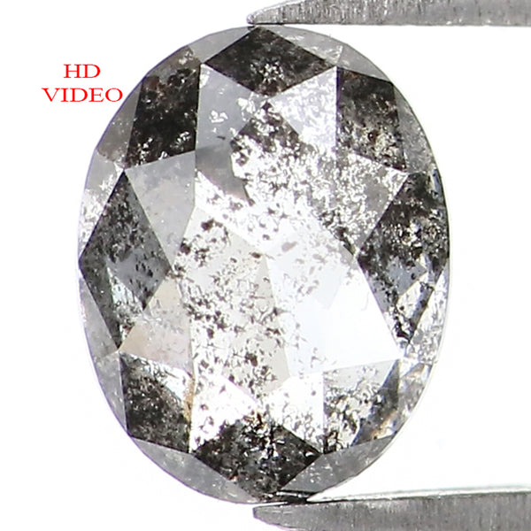 0.79 CT Natural Loose Oval Shape Diamond Salt And Pepper Oval Rose Cut Diamond 6.35 MM Black Grey Color Oval Shape Rose Cut Diamond QL1476