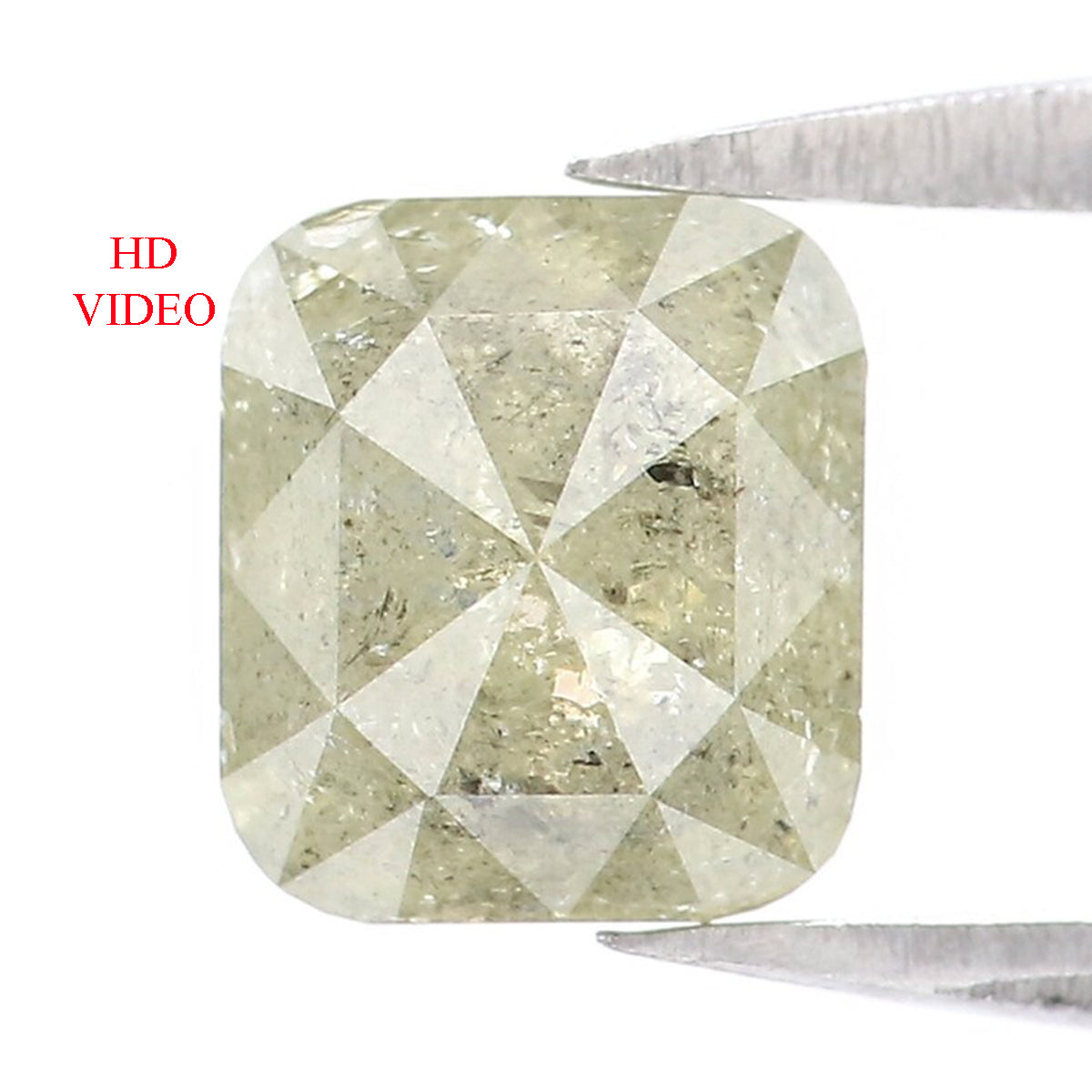 Natural Loose Cushion Yellow Grey Color Diamond 1.64 CT 6.50 MM Cushion Shape Rose Cut Diamond KR1939