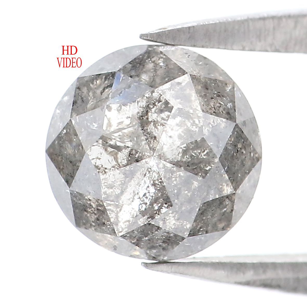 1.26 Ct Natural Loose Round Rose Cut Diamond Black Grey Color Rose Cut Diamond 6.35 MM Natural Loose Salt And Pepper Rose Cut Diamond LQ1909