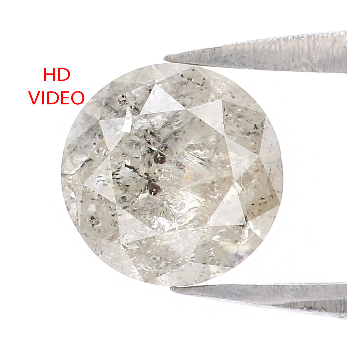 Natural Loose Round Brilliant Cut Salt And Pepper Diamond Grey Color 1.34 CT 6.62 MM Round Shape Diamond L2249