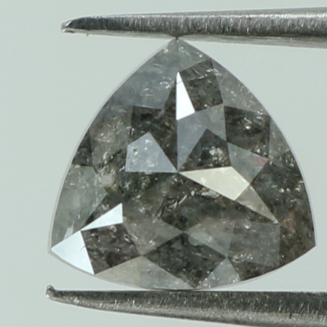 1.67 CT Natural Loose Triangle Shape Diamond Salt And Pepper Triangle Cut Diamond 7.30 MM Black Grey Color Triangle Rose Cut Diamond QL8124