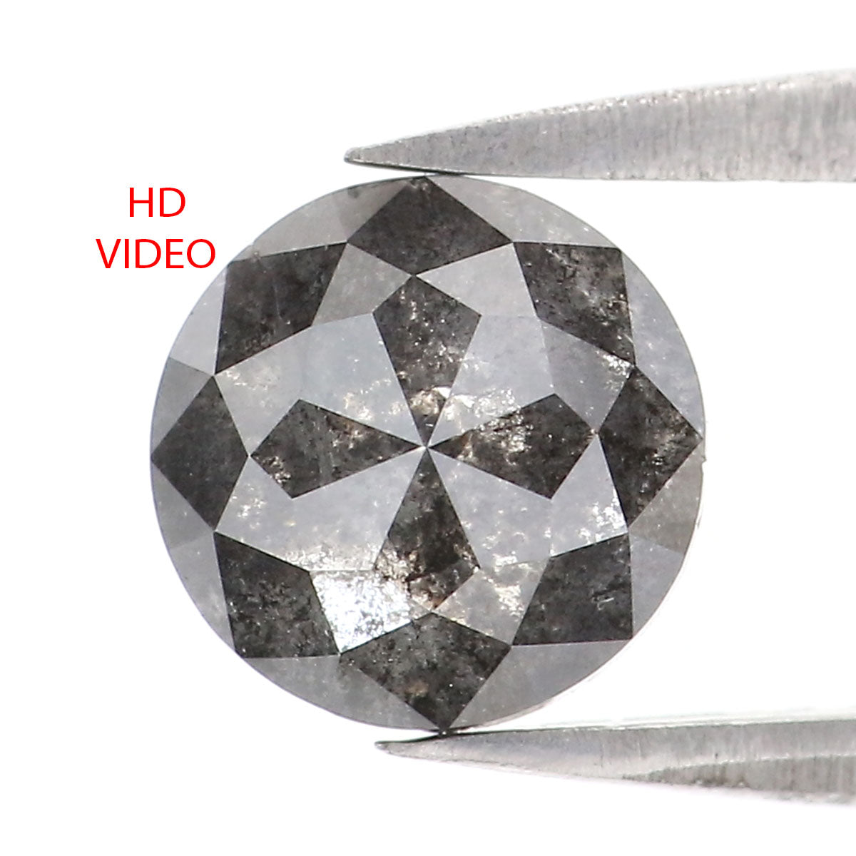 1.35 CT Natural Loose Round Rose Cut Diamond Salt And Pepper Round Diamond 6.85 MM Natural Loose Black Grey Color Rose Cut Diamond LQ827