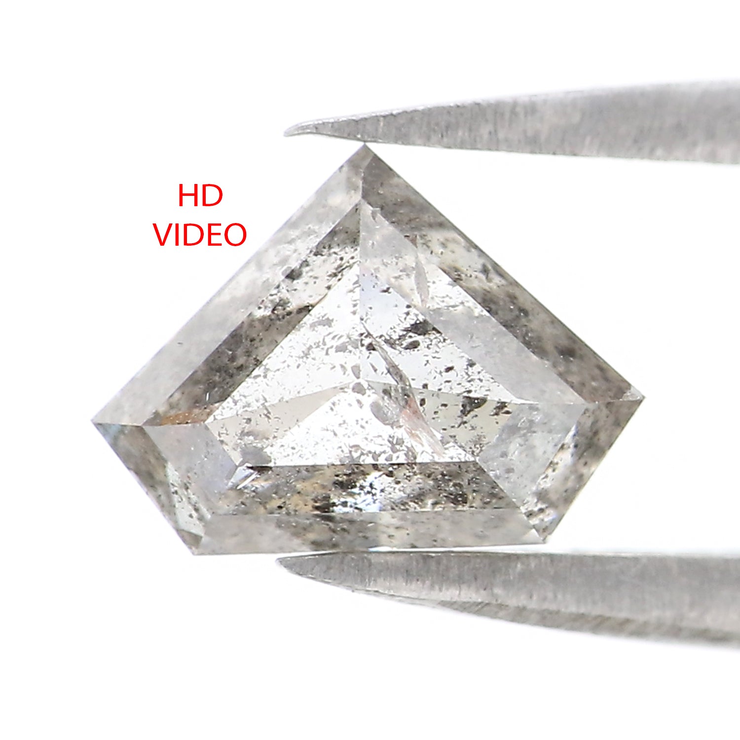 1.25 Ct Natural Loose Shield Shape Diamond Salt And Pepper Shield Cut Diamond 6.20 MM Black Gray Color Shield Shape Rose Cut Diamond KDL2609