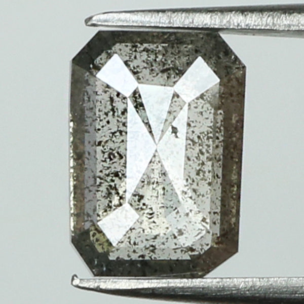 0.92 CT Natural Loose Emerald Shape Diamond Salt And Pepper Emerald Shape Diamond 7.30 MM Black Grey Color Emerald Rose Cut Diamond QL8200