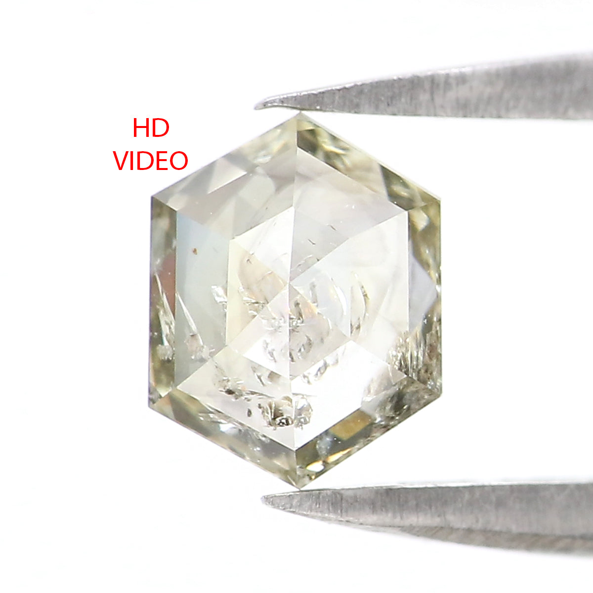 0.87 CT Natural Loose Hexagon Shape Diamond Green Hexagon Rose Cut Diamond 6.70 MM Natural Loose Green Color Hexagon Rose Cut Diamond QL2604