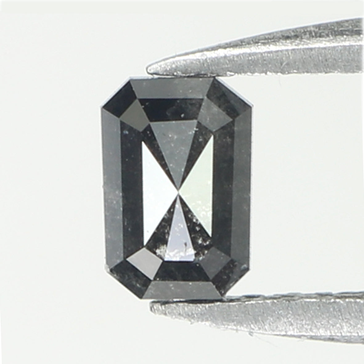 0.49 CT Natural Loose Emerald Shape Diamond Salt And Pepper Emerald Shape Diamond 4.90 MM Black Grey Color Emerald Rose Cut Diamond QL5359