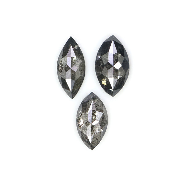 0.97 CT Natural Loose Marquise Shape Diamond Salt And Pepper Marquise Rose Cut Diamond 6.30 MM Black Grey Color Marquise Cut Diamond QL2559