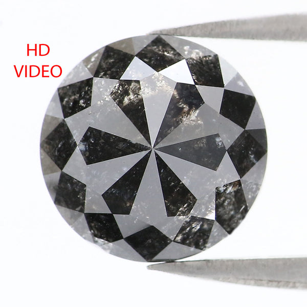 3.60 Ct Natural Loose Round Rose Cut Diamond Black Grey Color Rose Cut Diamond 9.30 MM Natural Loose Salt And Pepper Rose Cut Diamond QL2130