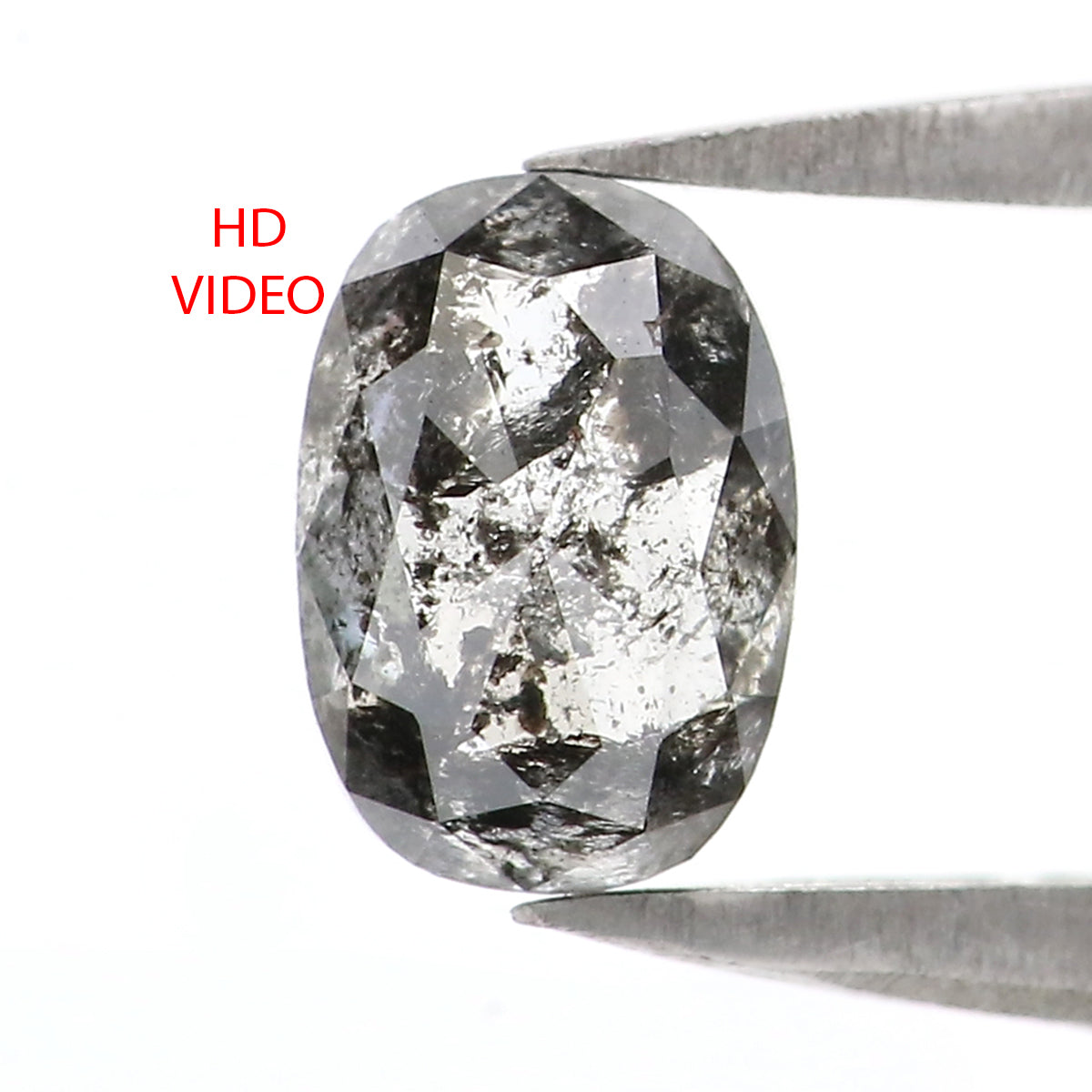 0.74 CT Natural Loose Oval Shape Diamond Salt And Pepper Oval Rose Cut Diamond 6.25 MM Black Grey Color Oval Shape Rose Cut Diamond LQ2314
