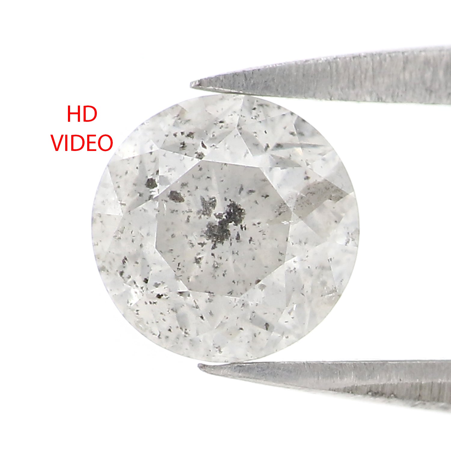 Natural Loose Round Salt And Pepper Diamond Grey Color 1.03 CT 6.07 MM Round Brilliant Cut Diamond L2572