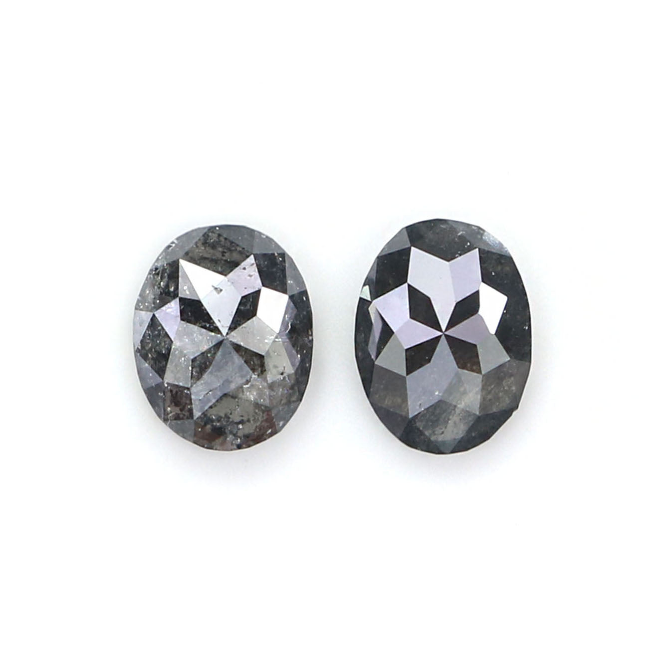 0.66 CT Natural Loose Oval Cut Pair Diamond Salt And Pepper Oval Cut Diamond 4.95 MM Natural Diamond Black Grey Oval Rose Cut Diamond QL2545