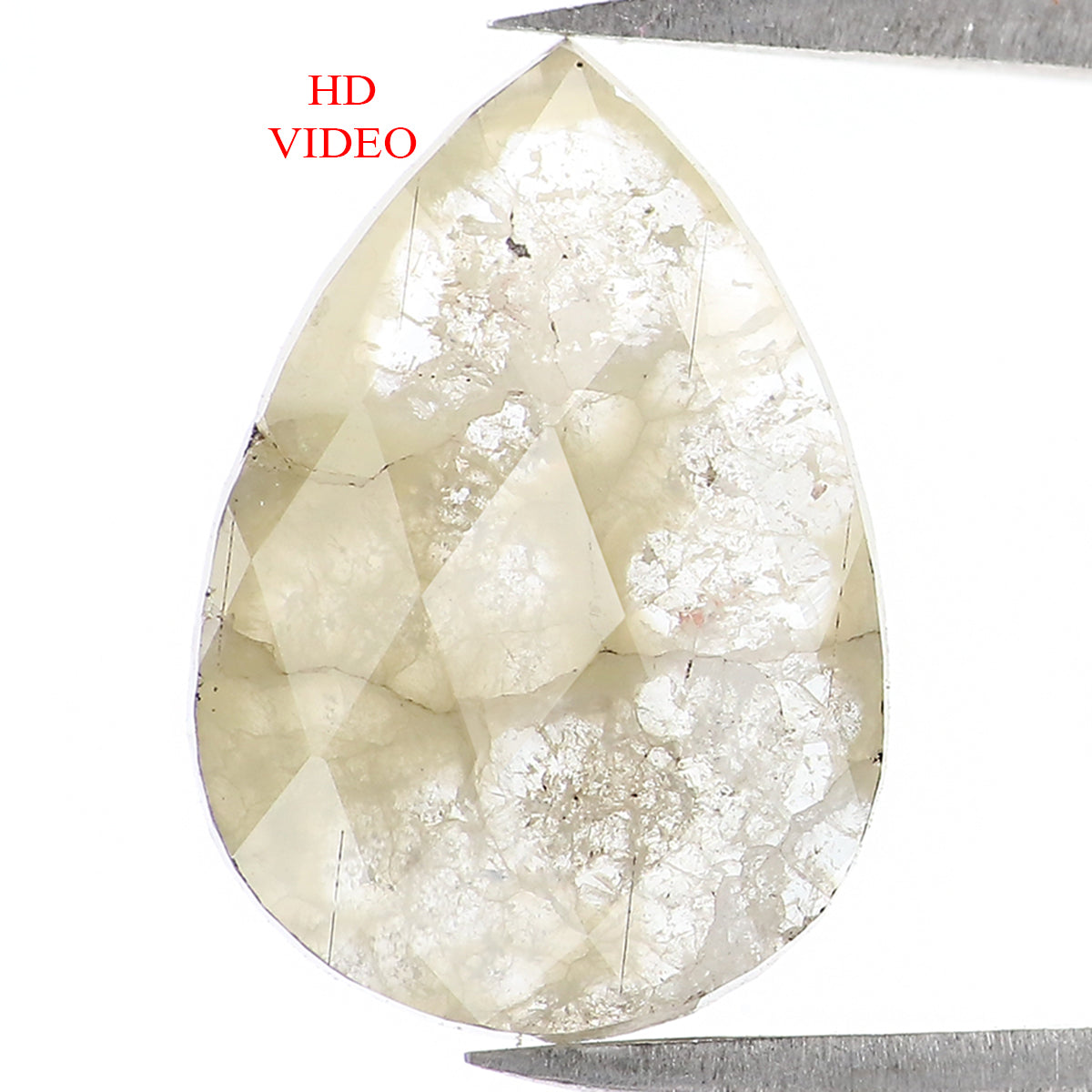 2.35 CT Natural Loose Pear Shape Diamond Yellow Color Pear Cut Diamond 13.85 MM Natural Loose Diamond Grey Color Pear Rose Cut Diamond LQ1556