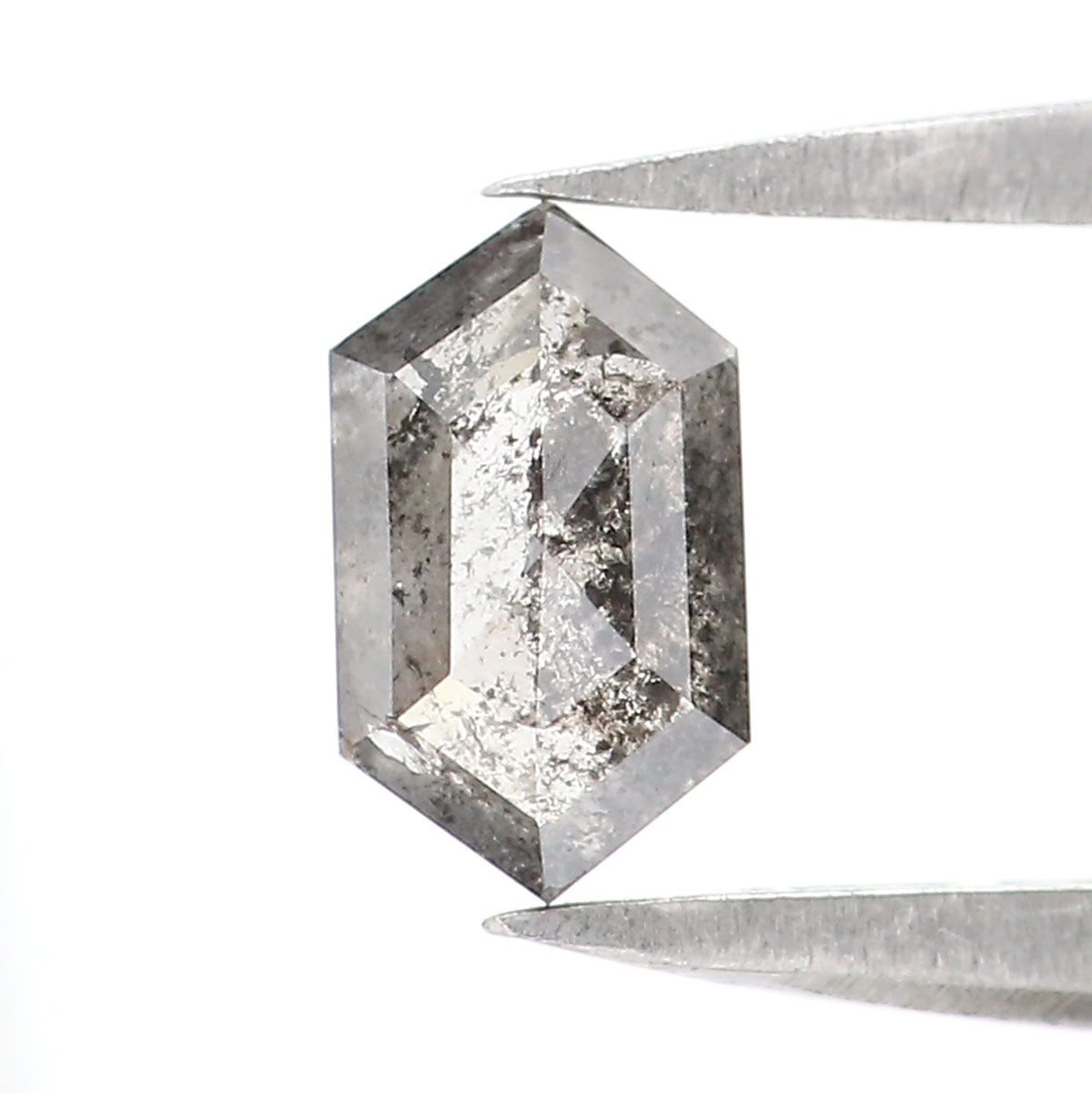 0.48 CT Natural Loose Hexagon Cut Diamond Salt And Pepper Hexagon Diamond 6.40 MM Natural Loose Black Grey Color Hexagon Cut Diamond QL2472