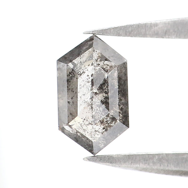 Natural Loose Hexagon Salt And Pepper Black Grey Color Diamond 0.48 CT 6.38 MM Hexagon Shape Rose Cut Diamond KDL2472