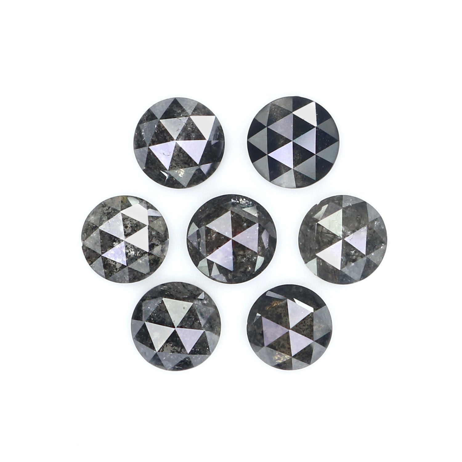 1.97 Ct Natural Loose Round Rose Cut Diamond Salt And Pepper Diamond 3.90 MM Natural Loose Black Grey Color Diamond Round Cut Diamond LQ2381