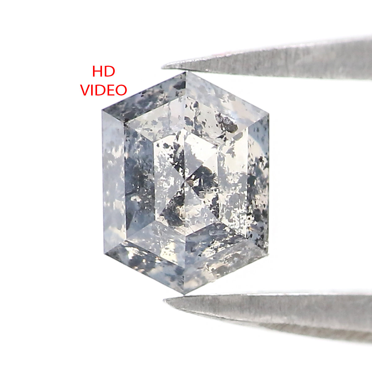 0.62 CT Natural Loose Hexagon Shape Diamond Salt And Pepper Hexagon Diamond 5.70 MM Black Grey Color Hexagon Shape Rose Cut Diamond QK2593