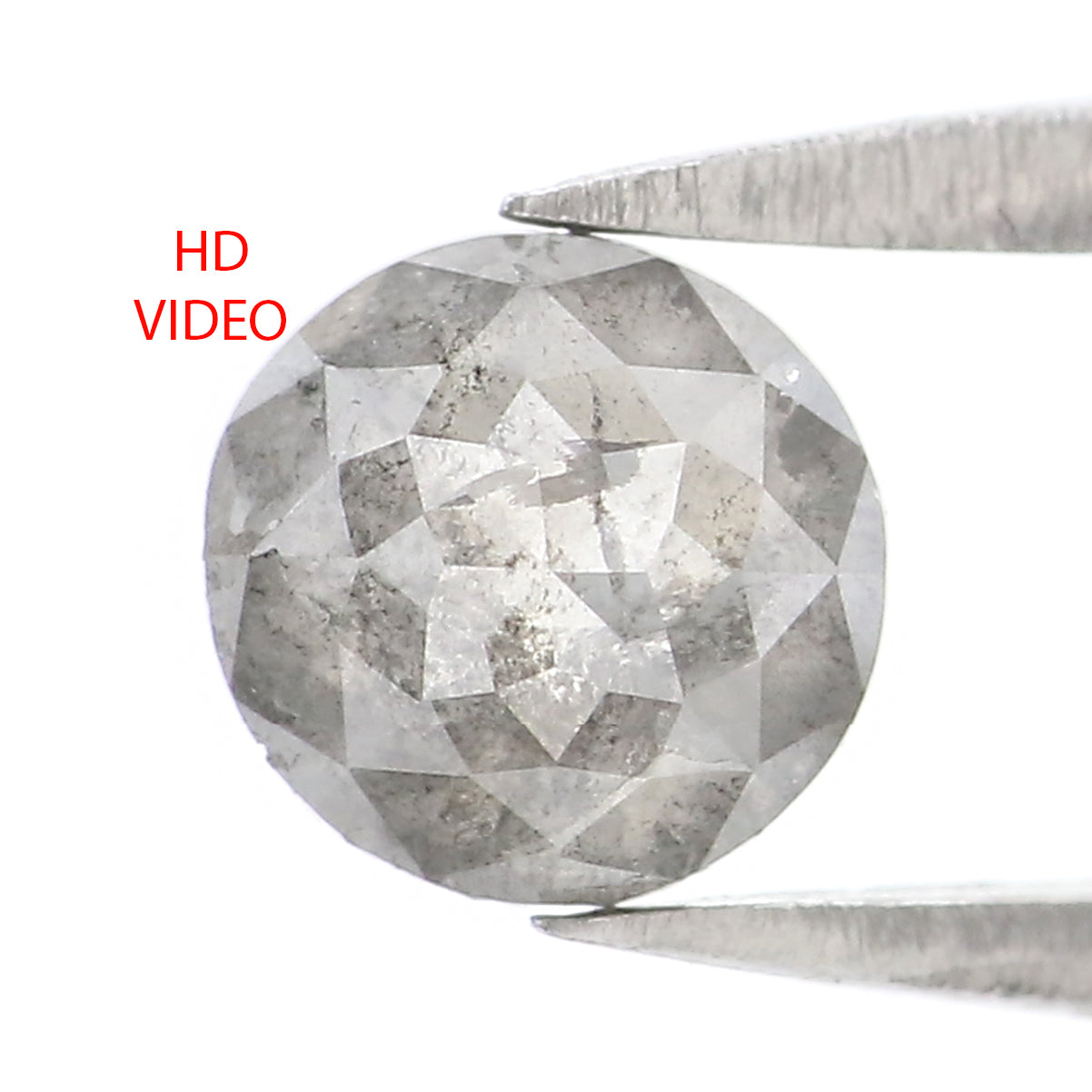 Natural Loose Rose Cut Salt And Pepper Diamond Black Grey Color 0.82 CT 5.47 MM Rose Cut Shape Diamond L2393