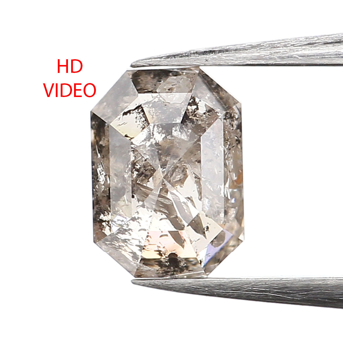 0.75 CT Natural Loose Emerald Shape Diamond Salt And Pepper Emerald Diamond 5.95 MM Black Grey Color Emerald Shape Rose Cut Diamond QL9987