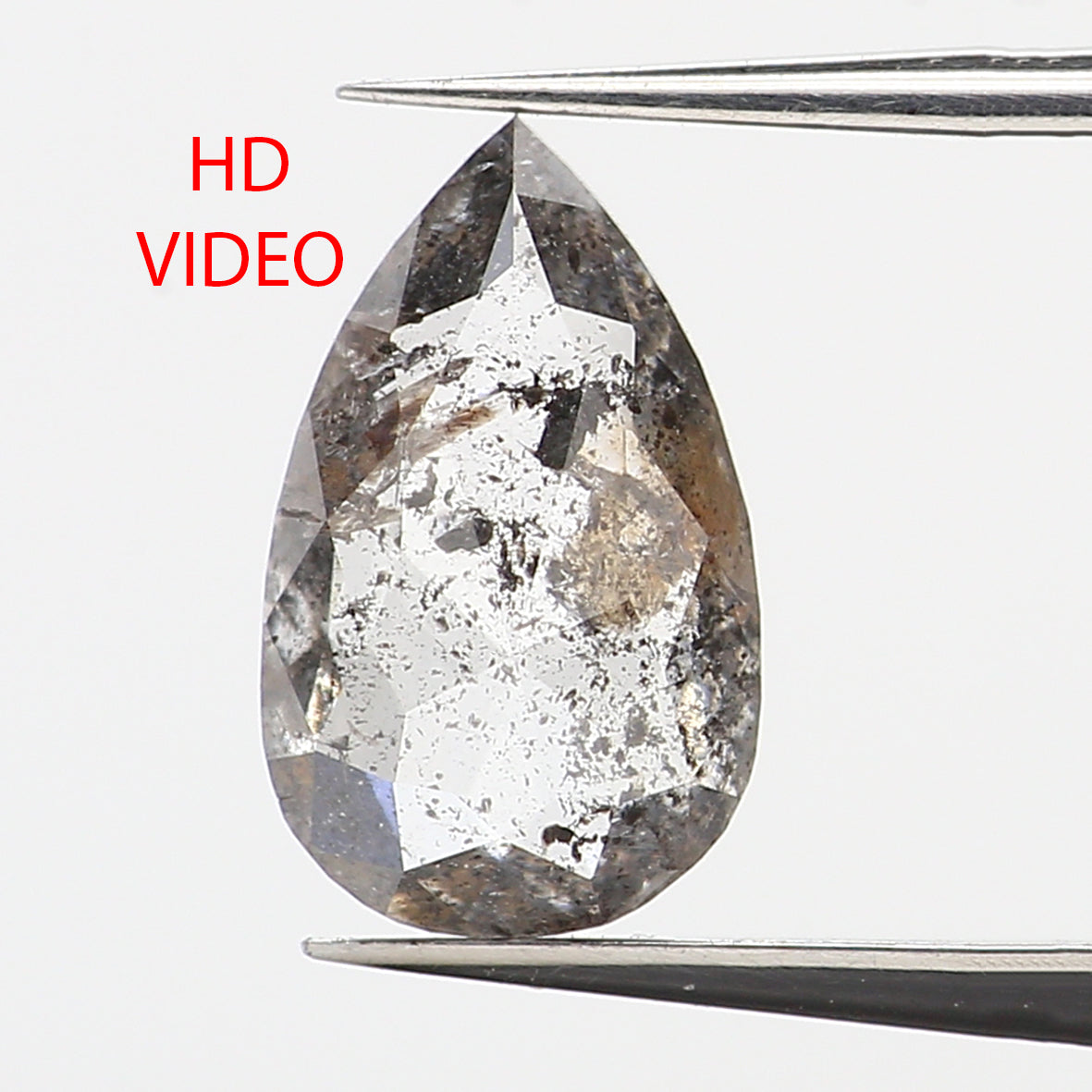 0.79 CT Natural Loose Pear Shape Diamond Salt And Pepper Pear Rose Cut Diamond 8.05 MM Black Grey Color Pear Shape Rose Cut Diamond QL9511