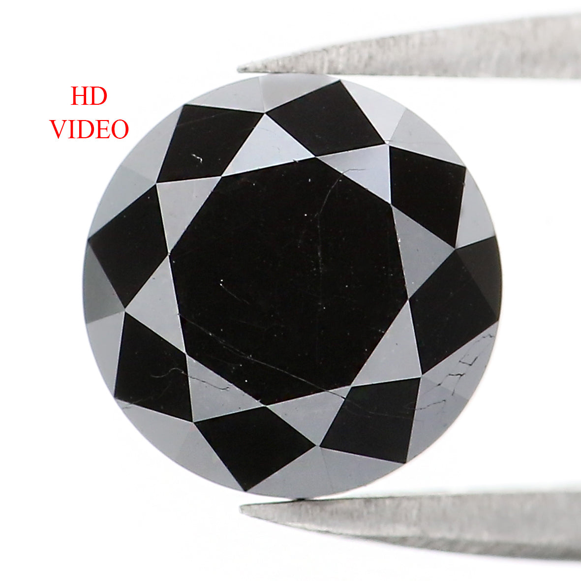 Natural Loose Round Shape Black Color Diamond 2.90 CT 7.80 MM Round Brilliant Cut Diamond L1854