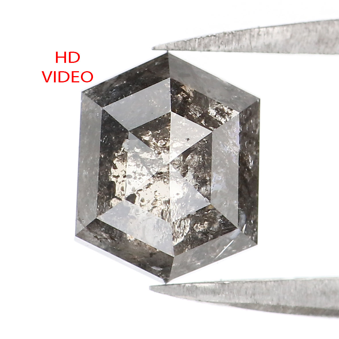 1.56 CT Natural Loose Hexagon Shape Diamond Salt And Pepper Hexagon Shape Diamond 7.85 MM Black Grey Color Hexagon Rose Cut Diamond LQ1539