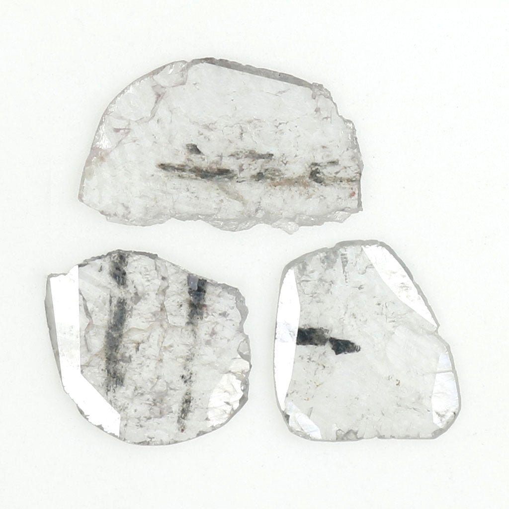 0.91 Ct Natural Loose Slice Shape Diamond Salt And Pepper Slice Cut Diamond 6.80 MM Natural Black Grey Color Irregular Cut Diamond LQ9836